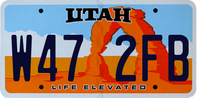 UT license plate W472FB