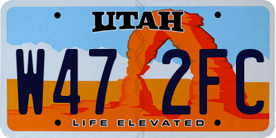 UT license plate W472FC