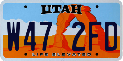 UT license plate W472FD