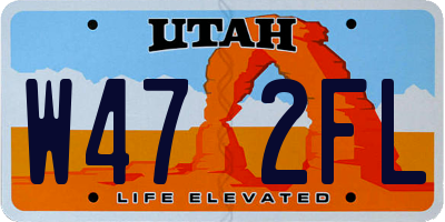 UT license plate W472FL