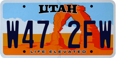 UT license plate W472FW