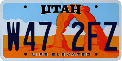 UT license plate W472FZ
