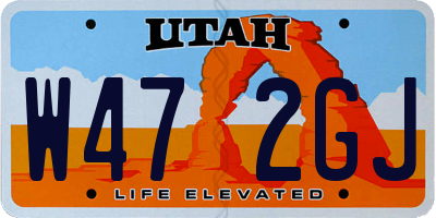 UT license plate W472GJ