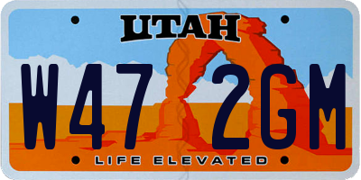 UT license plate W472GM