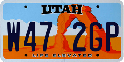 UT license plate W472GP