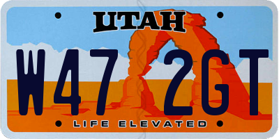 UT license plate W472GT