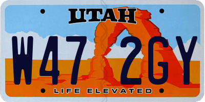 UT license plate W472GY