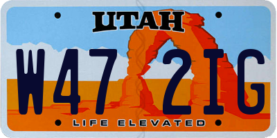 UT license plate W472IG