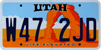 UT license plate W472JD