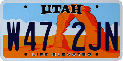 UT license plate W472JN