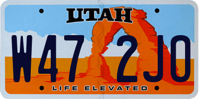UT license plate W472JO