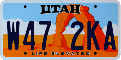 UT license plate W472KA