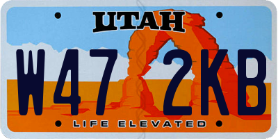 UT license plate W472KB