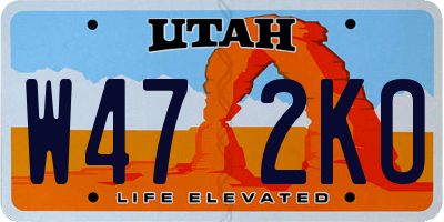 UT license plate W472KO