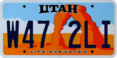 UT license plate W472LI