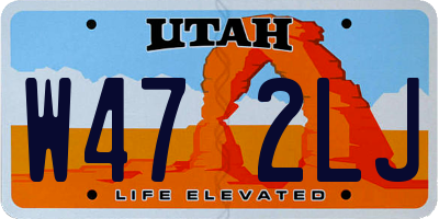 UT license plate W472LJ