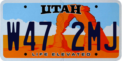 UT license plate W472MJ