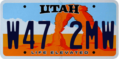 UT license plate W472MW