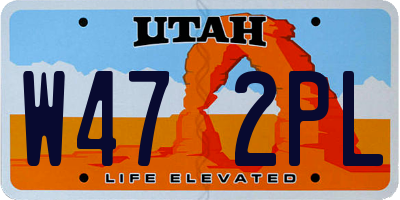 UT license plate W472PL