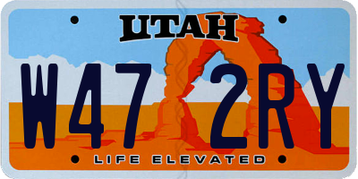 UT license plate W472RY