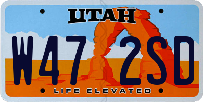 UT license plate W472SD