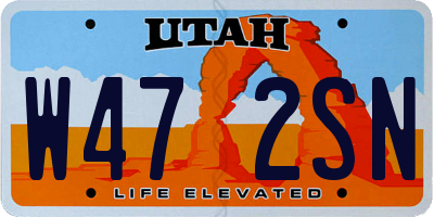 UT license plate W472SN