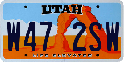 UT license plate W472SW