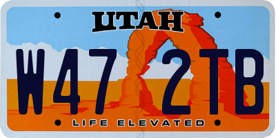 UT license plate W472TB