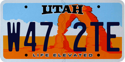UT license plate W472TE