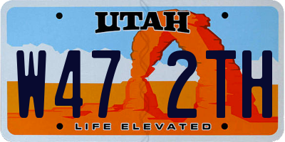 UT license plate W472TH