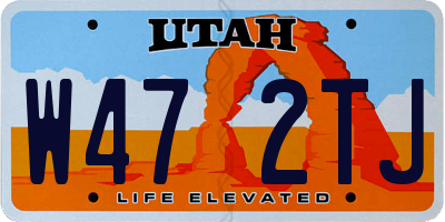 UT license plate W472TJ