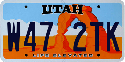 UT license plate W472TK