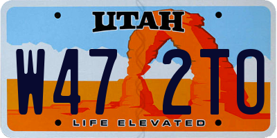 UT license plate W472TO