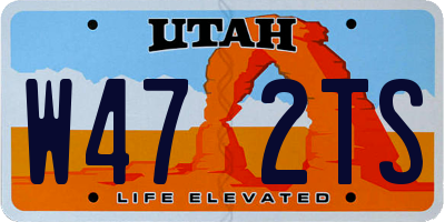 UT license plate W472TS