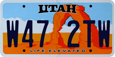 UT license plate W472TW