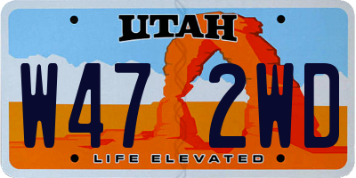 UT license plate W472WD