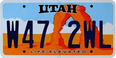 UT license plate W472WL