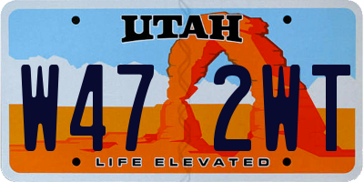 UT license plate W472WT
