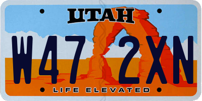 UT license plate W472XN
