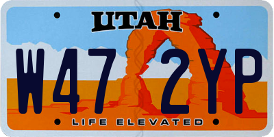 UT license plate W472YP