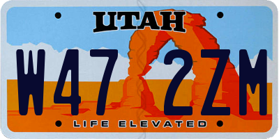 UT license plate W472ZM