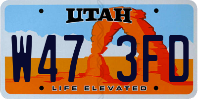UT license plate W473FD