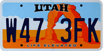 UT license plate W473FK