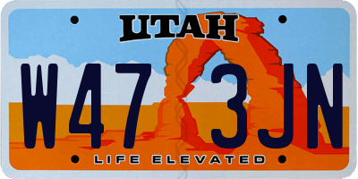 UT license plate W473JN