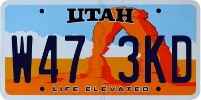 UT license plate W473KD