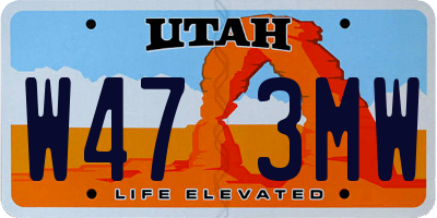 UT license plate W473MW
