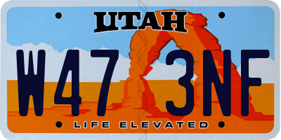 UT license plate W473NF