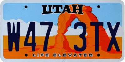 UT license plate W473TX