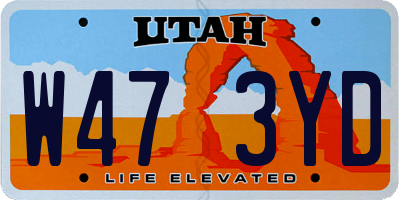 UT license plate W473YD