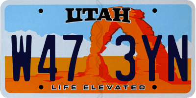 UT license plate W473YN